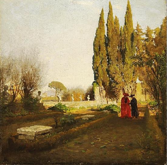 Albert Hertel In the gardens of Castel Gandolfo oil painting picture